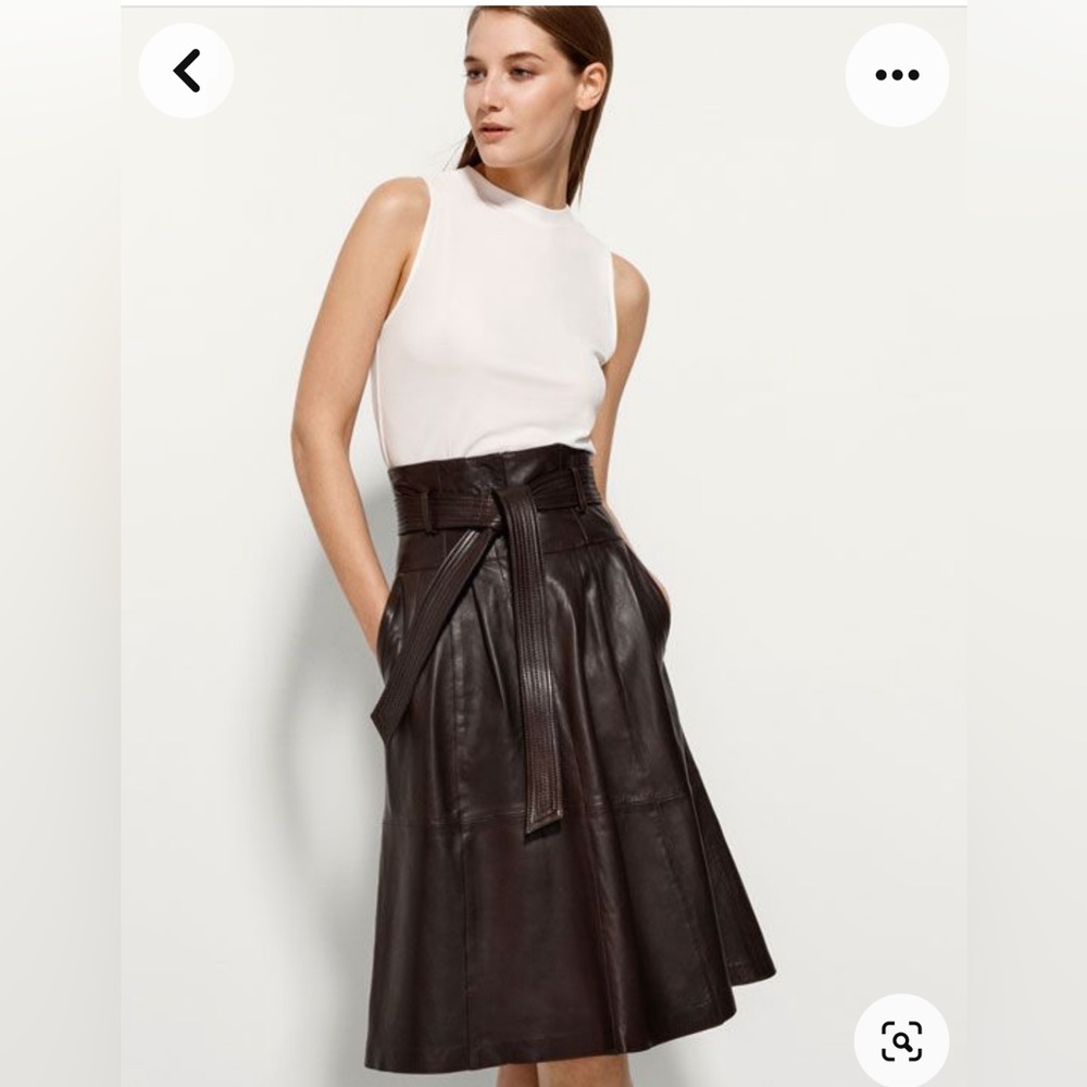 NWT massimo dutti leather belted midi skirt